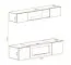 Schlichte Hängevitrine und Kommode mit Kamin Hompland 129, Farbe: Weiß - Abmessungen: 150 x 160 x 40 cm (H x B x T), mit Push-to-open Funktion