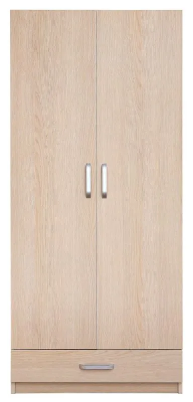 Drehtürenschrank / Kleiderschrank Kisaran 17, Farbe: Sonoma Eiche - Abmessungen: 180 x 80 x 50 cm (H x B x T)