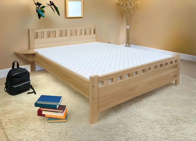 Jugendbett Buche massiv Vollholz natur 108, inkl. Lattenrost - Abmessung 180 x 200 cm