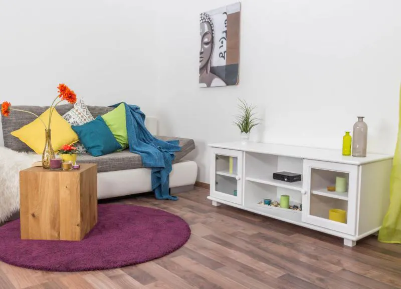 TV-Element Massivholz Farbe: Weiß 55x136x47 cm Abbildung