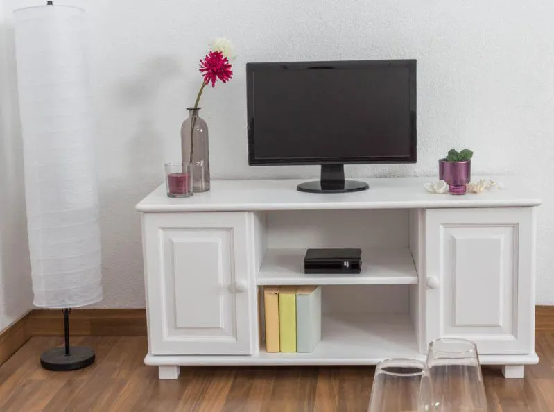 TV-Unterteil Massivholz Farbe: Weiß 55x118x47 cm Abbildung