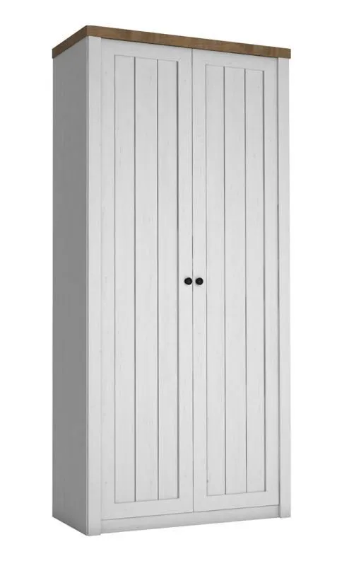 90 cm breiter Kleiderschrank mit 2 Türen | Farbe: Weiß Abbildung
