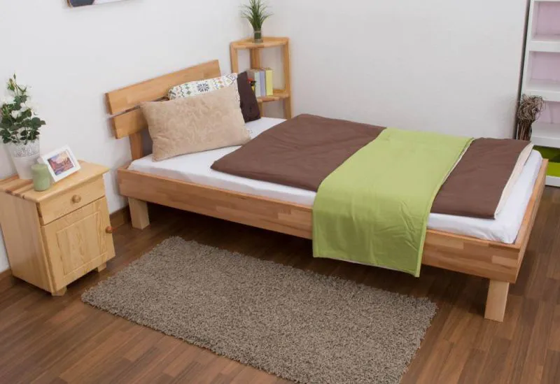 Massivholz Bettgestell Kernbuche 90 x 200 cm geölt Abbildung