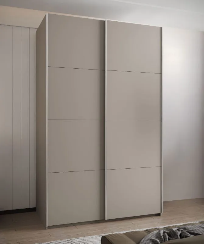 Kleiderschrank / Schiebetürenschrank | 245,5 x 160 x 64 cm | 2 Kleiderstangen |2 Schiebetüren | 11 Fächer | 10 Einlegeböden | Farbe: Kaschmir | Soft-Close