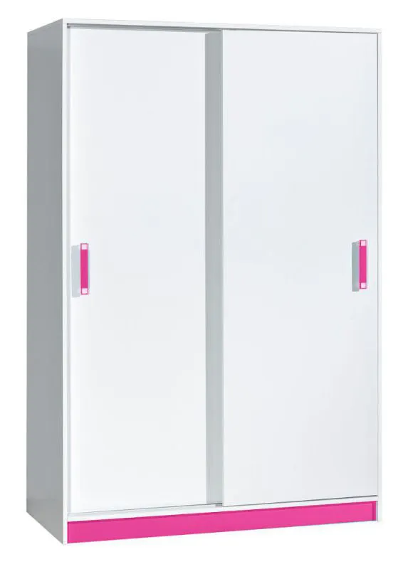 Kinderkleiderschrank, Farbe: Weiß / Rosa - 189 x 120 x 60 cm (H x B x T) Abbildung