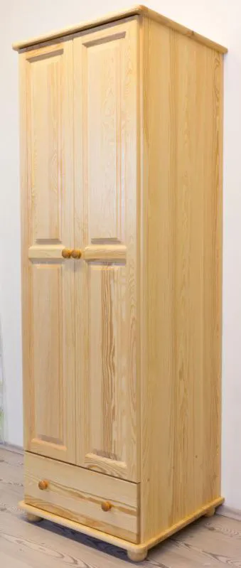 Schmaler Schrank Kiefer Vollholz massiv natur - 195 x 65 x 59 cm (H x B x T) Abbildung