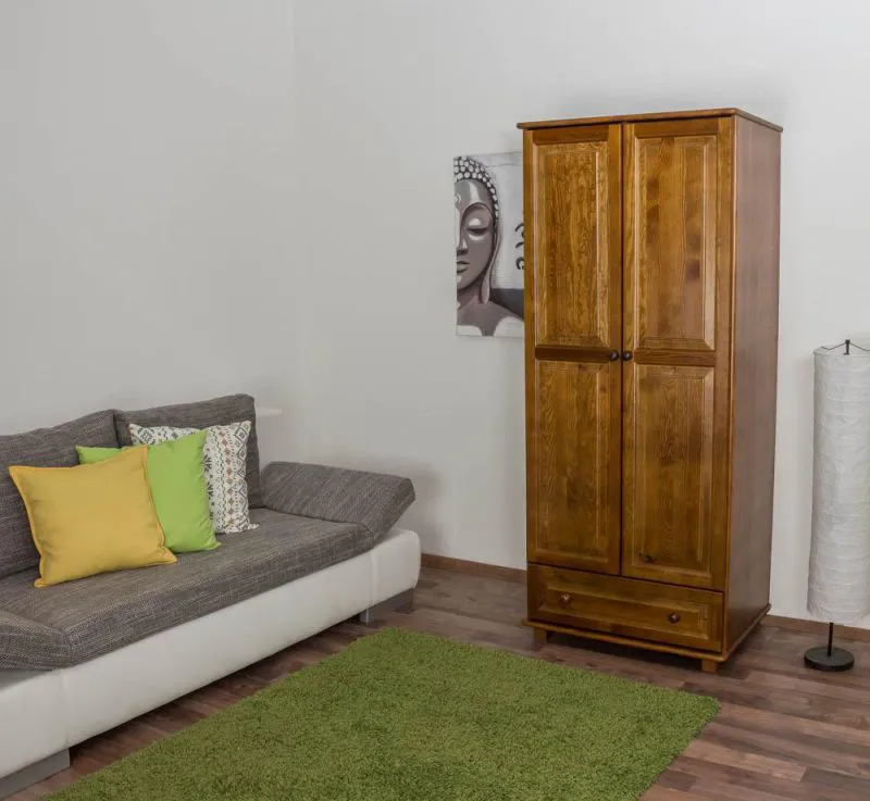 Holzschrank Kleiderschrank Schlafzimmerschrank, Farbe: Eiche 190x80x60 cm Abbildung