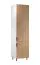 Küchenhochschrank | 2 Drehtüren | Farbe: Weiß / Eiche Puccini | Soft-Close Funktion | 60 x 58 x 247 cm | 6 Fächer | Metallgriffe | verstellbare Beine | Türanschlag: Rechts