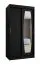 Schiebetürenschrank / Kleiderschrank Musala 03, Farbe: Schwarz, zwei Kleiderstangen, 1 Meter breit, Aluminiumschienen, eine Spiegeltür, fünf Fächer