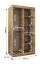 Schiebetürenschrank / Kleiderschrank Signalkuppe 03, Farbe: Schwarz, 1 Meter breit, zwei Kleiderstangen, fünf Fächer, eine Spiegeltür