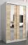 Schiebetürenschrank / Kleiderschrank Polos 02 mit Spiegel, Farbe: Weiß matt / Eiche Sonoma - Abmessungen: 200 x 120 x 62 cm (H x B x T)