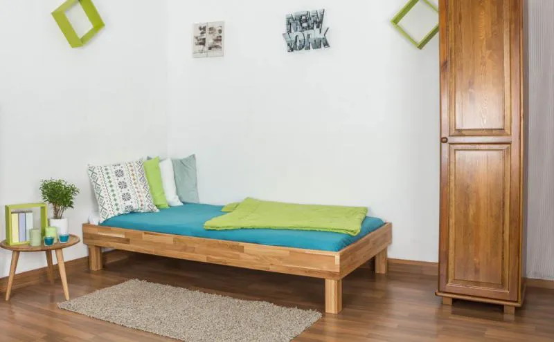 Eiche Bettgestell 90 x 200 cm geölt Abbildung
