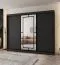 Kleiderschrank / Schiebetürenschrank | Schwarz Matt | 10 Fächer | 2 Kleiderstangen | hochwertig Verarbeitet | 250 x 62 x 200 cm | dekorative Spiegeltür