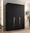 Drehtürenschrank / Kleiderschrank | Farbe: Schwarz | 3-Türig | Griffe: Kaschmir | 2 Fächer | 2 Kleiderstangen | Maße: 150 x 52 x 202 cm | Soft-Close-Funktion