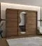 Schiebetürenschrank / Kleiderschrank | Farbe: Walnuss | 2,5 Meter breit | zwei Kleiderstangen | 10 Fächer | Aluminiumschienen | eine Spiegeltür