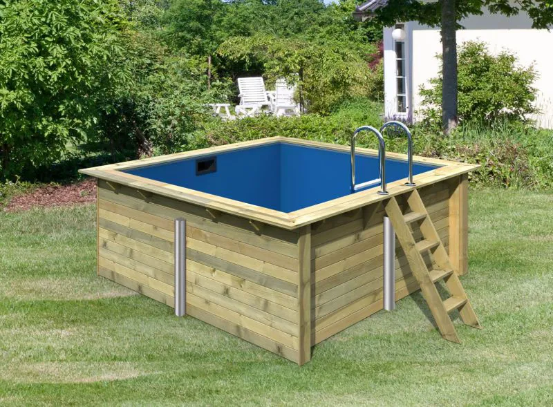 Holzpool 1 rechteckig, Farbe: Natur KDI, Ø 476 cm, inkl. Leitern & Filterpaket