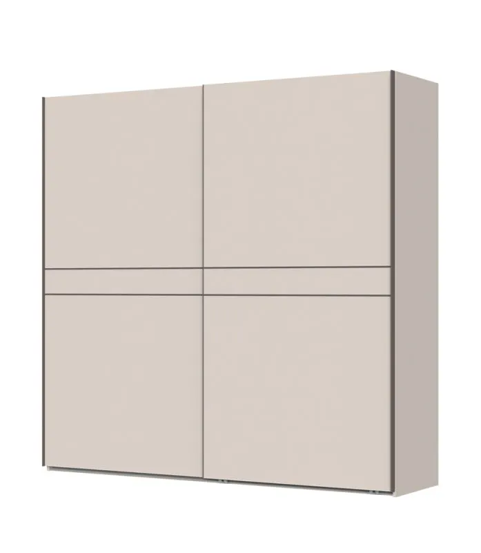 Zweitüriger Schiebetürenschrank mit genügend Stauraum Neiafu 90, Farbe: Kaschmir, Soft-Close-Funktion, Maße: 224 x 230 x 61 cm, vier Kleiderstangen