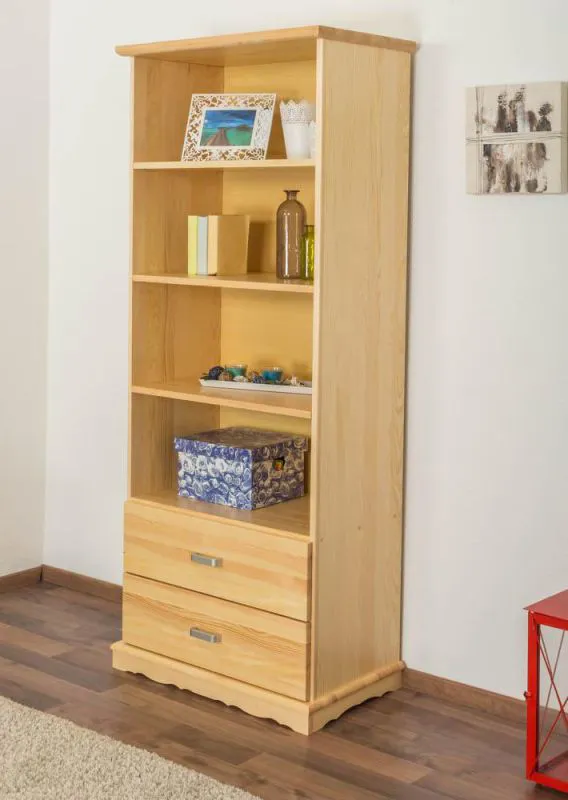 Regal, Küchenregal, Wohnzimmerregal, Bücherregal - 80 cm breit, Kiefer Holz-Massiv, Farbe: Natur Abbildung