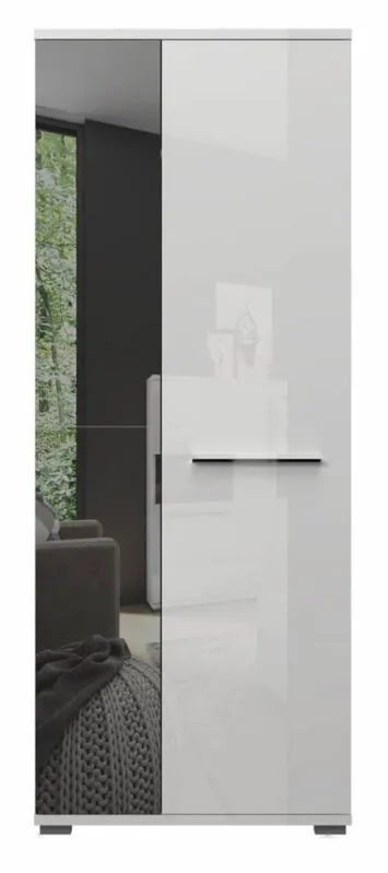 Schmaler 76 cm breiter Kleiderschrank mit 2 Türen | Farbe: Weiß Abbildung