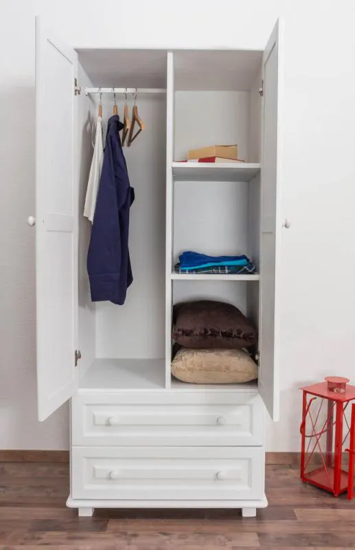 schmaler Kleiderschrank, Farbe: Weiß 190x80x60 cm Abbildung