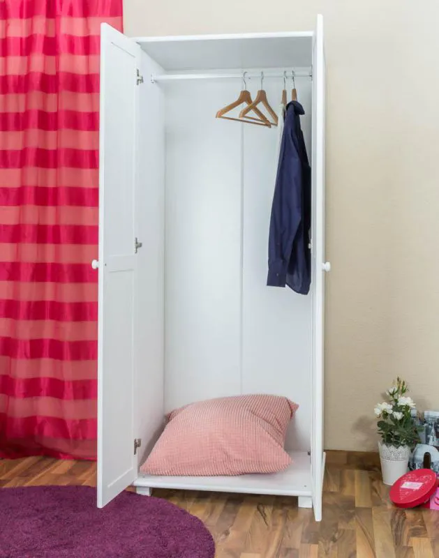 Schrank 80 cm breit, Farbe: Weiß, Kiefer Massiv Abbildung