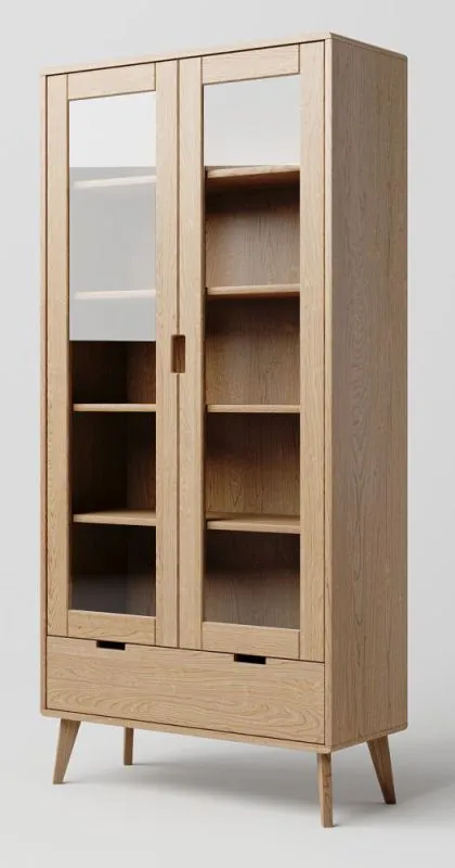 Vitrine Eiche massiv natur Aurornis 10 - Abmessungen: 200 x 96 x 40 cm (H x B x T)