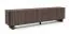 TV-Unterschrank | Farbe: Walnuss Lincoln | 3 Kipptüren | 3 Fächer | 220 x 40 x 54 cm | Push-to-open Funktion | TV-Möbel | Lamellen Design | auf Beinen oder hängend | für Wohnzimmer