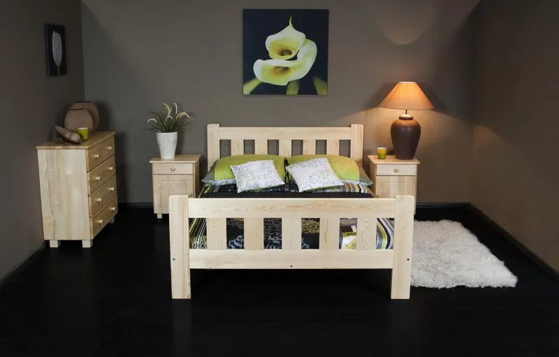 Bett Kiefer 160 x 200 cm Natur Abbildung