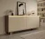 Kommode | Farbe: Bolivar Natur / Cappuccino | 3 Drehtüren | 8 Fächer | Push-to-open Funktion | inkl. LED-Beleuchtung | 204 x 40 x 85 cm | Sideboard