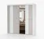 Schiebetürenschrank / Kleiderschrank mit Spiegel | 218 x 203 x 61 cm | Grau-Weiß / Weiß | Gorski 33 | 2 Türen | 6 Fächer | viel Stauraum | eckig