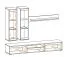 Wohnwand | Farbe: Eiche Hickory Jackson / Schwarz | Push-to-open Funktion | Maße: 175 x 37 x 150 cm | inkl. LED-Beleuchtung | 1 TV-Unterschrank | 2 Vitrinen | 1 Wandregal