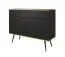 Wohnzimmer - Set E Horsham, 3-teilig, Farbe: Schwarz, Push-to-open Funktion, eine schmale Kommode, ein Sideboard, ein Schminktisch, ABS-Kanten, Beine: Schwarz