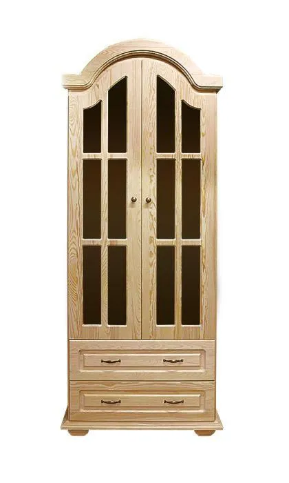 Regalschrank, Vitrine, 95 cm breit, Kiefer Holz-Massiv, Optik: Natur Abbildung