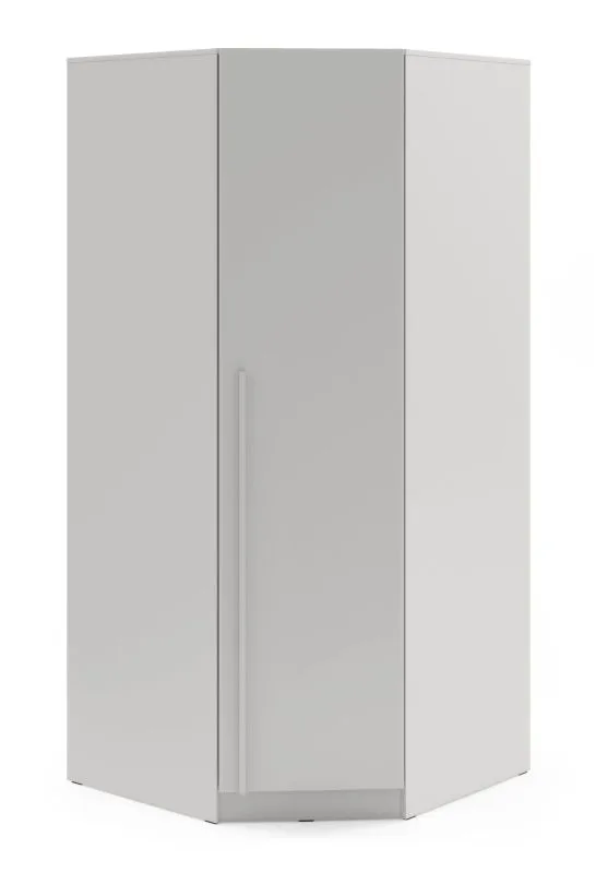 Eckkleiderschrank | 2 Türen | 2 Kleiderstangen | 6 Fächer | Farbe: Platingrau | 95 x 95 x 210 cm | ABS-Kanten | Edegem 04