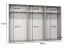 Drehtürenschrank | Farbe: Weiß | ABS-Kanten | 3 Meter breit | 3 Kleiderstangen | Soft-Close-Funktion | Griffe: Kaschmir | 3 Fächer | Maße: 300 x 52 x 202 cm