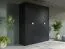 Drehtürenschrank / Kleiderschrank Amfipoli 08, vier Türen, Farbe: Schwarz mit Holzstruktur, zwei Kleiderstangen, Maße: 209 x 179,5 x 58,5 cm, Soft-Close-Funktion