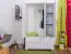 Kleiderschrank | 3 Drehtüren | 4 Schubladen | 3 Fächer | mit Kleiderstange | 120 cm breit | Massivholz | Farbe: Weiß Abbildung