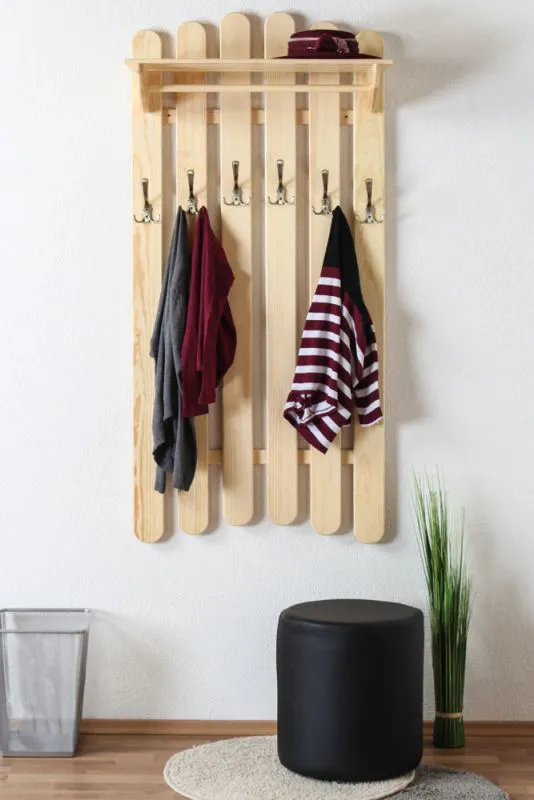 Garderobe Kiefer massiv Vollholz natur Junco 340 - Abmessung 150 x 70 x 33 cm (H x B x T)