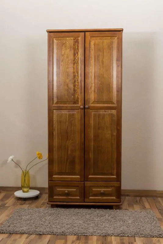 Kleiderschrank 80 cm breit, Farbe: Eiche, Kiefer Massiv Abbildung