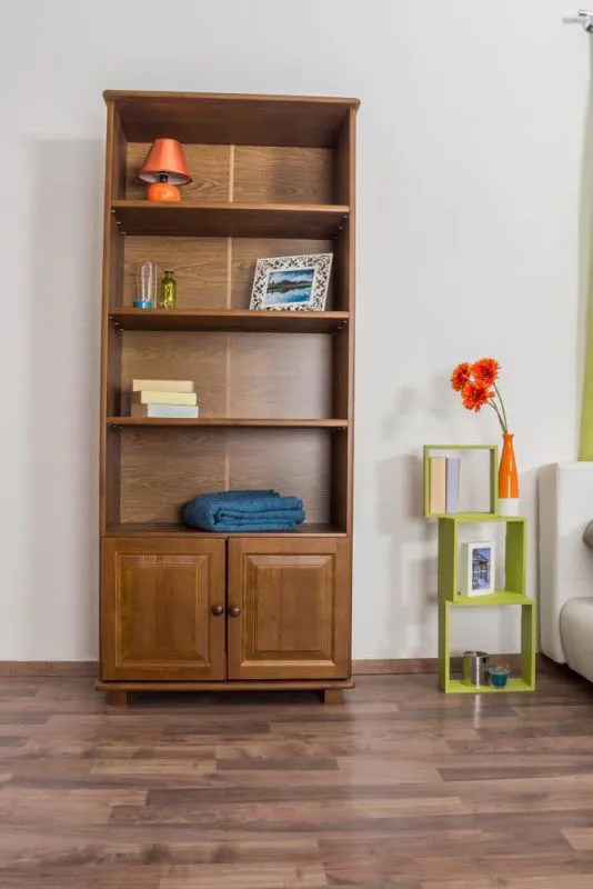 Bücherregal - 80 cm breit, Kiefer Holz-Massiv, Farbe: Eiche Abbildung
