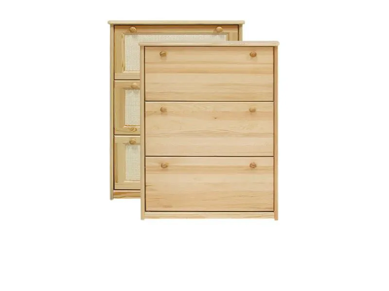 Schuhschrank Kiefer Holz massiv, Farbe: Natur 115x72x29 cm Abbildung