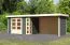 Gartenhaus SET terragrau mit Schleppdach 2,8 m Breite, Seiten- und Rückwand, Grundfläche: 6,35m²