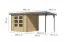 Holz Gartenhaus Anbaudach 2,38 × 2,42 m, naturbelassen/graualuminium, robuste metallverstärkte-Ecken, Trapezblechdach wetterfest, Zylinderschloss