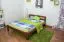 Kinderbett / Jugendbett Kiefer Vollholz massiv Nussfarben A5, inkl. Lattenrost - Abmessung 140 x 200 cm