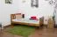 Kinderbett / Jugendbett  Kiefer Vollholz massiv Eichefarben A22, inkl. Lattenrost - Abmessung 90 x 200 cm 