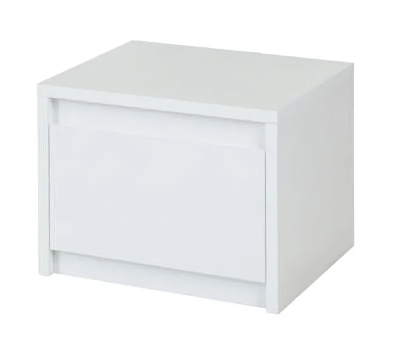 Nachtkommode Farsala 02, 2 Stück, Farbe: Weiß / Weiß Hochglanz - Abmessungen: 35 x 47 x 41 cm (H x B x T)