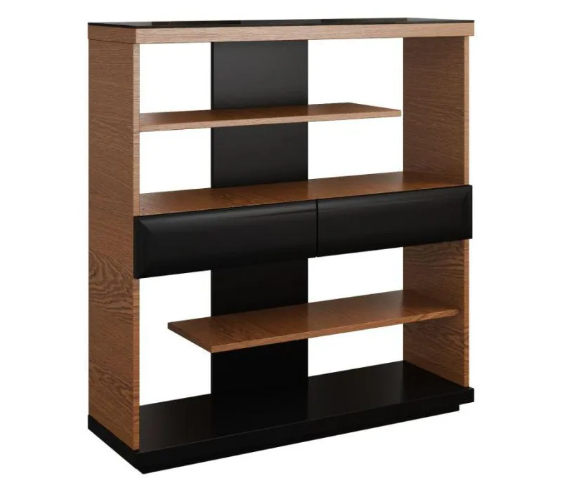 Regal - 102 cm breit, teilmassiv, Farbe: Walnuss / Schwarz Abbildung