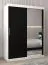 Schiebetürenschrank / Kleiderschrank Bisaurin 3C mit Spiegel, Farbe: Weiß matt / Schwarz - Abmessungen: 200 x 150 x 62 cm ( H x B x T)
