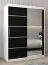 Schiebetürenschrank / Kleiderschrank Jan 03B mit Spiegel, Farbe: Weiß matt / Schwarz - Abmessungen: 200 x 150 x 62 cm ( H x B x T)