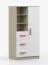 Bücherregal 80 cm breit | Weiß / Sonoma Eiche | Smolikas 26 | 3 Schubladen | 159 x 80 x 40 cm | rosa Holzgriffe | 7 Fächer | Kinder | Jugend